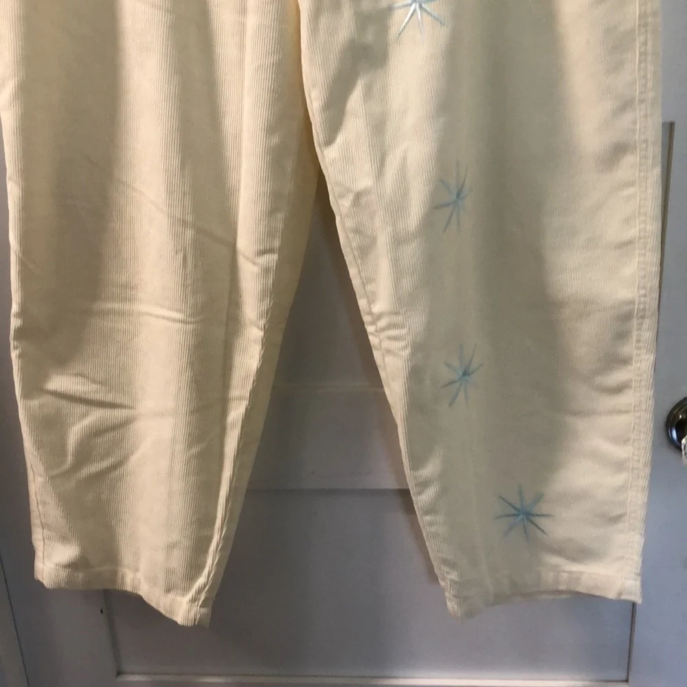 NEW Flan Labs CONSTELLATION CORDUROY PANTS Mens M 100% cotton embroidery NWT